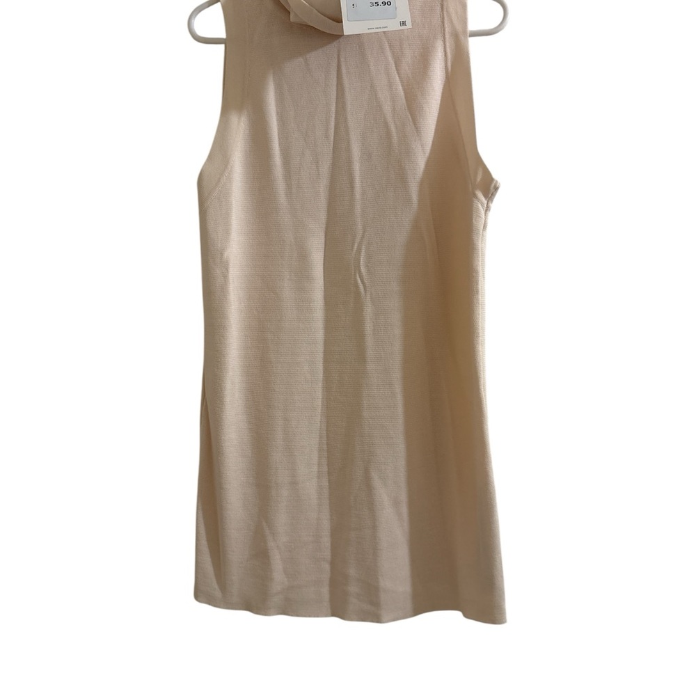 NWT Zara Beige Sleeveless Turtle Neck Top